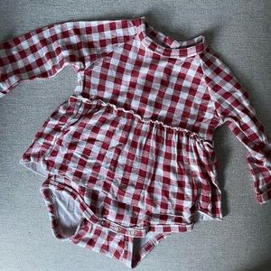 Spearmint Love Red Gingham Skirted Bodysuit